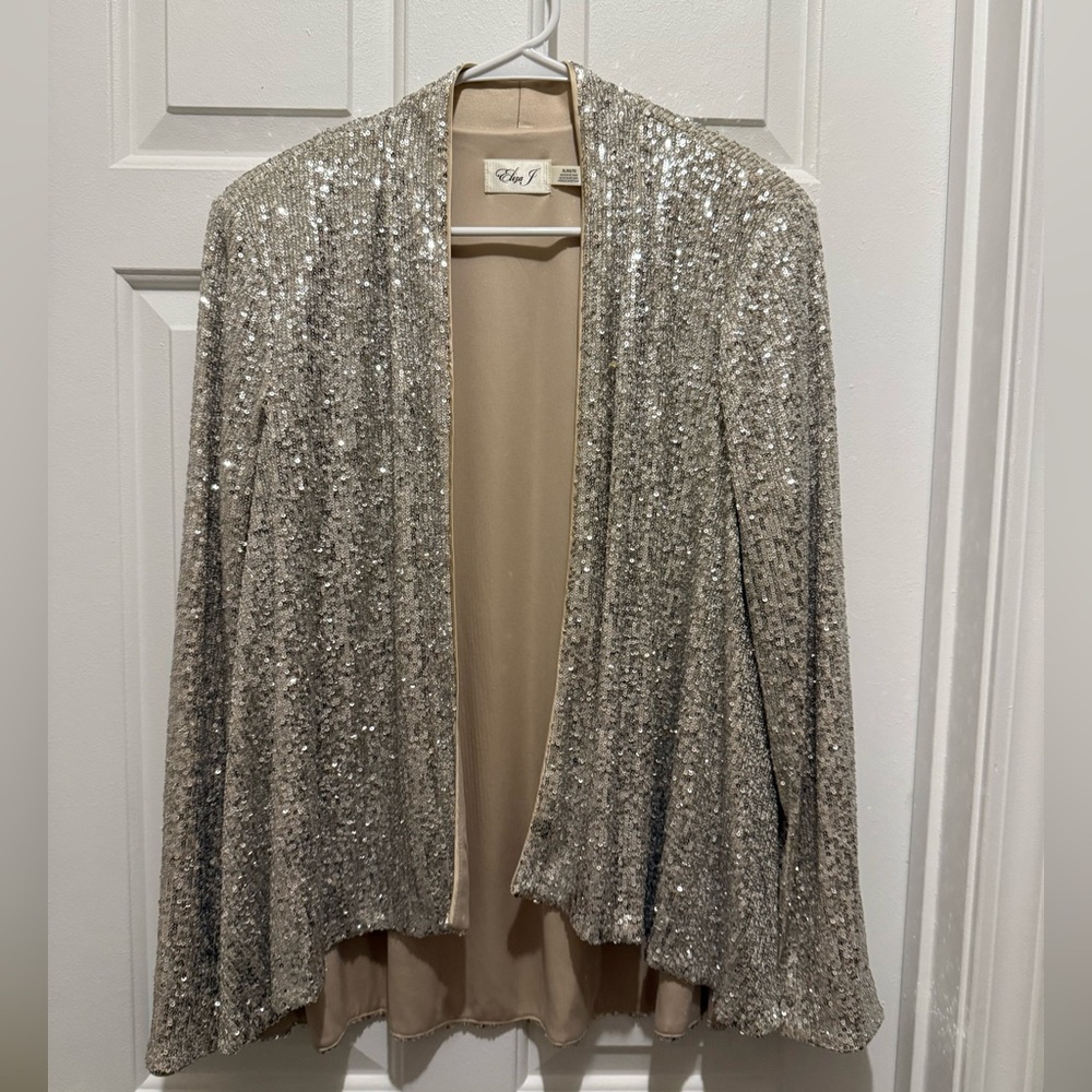 Eliza J Silver Sequin Cardigan